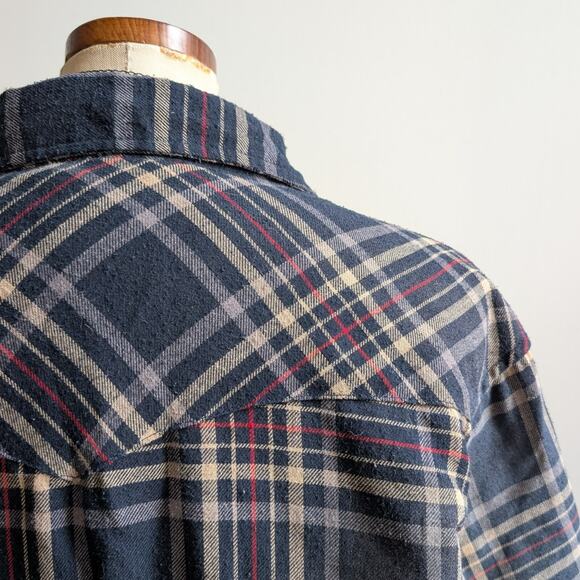 Vintage Wrangler Flannel Jacket Plaid Thermal Shacket Grunge Gorpcore Coat Large - Picture 10 of 13